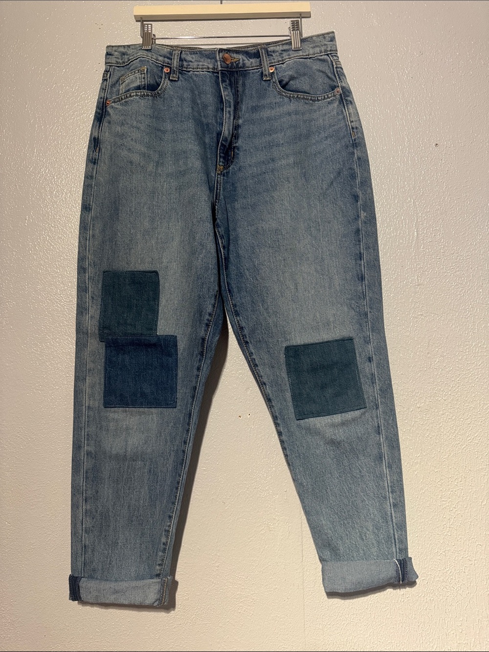 Universal Thread Patchwork Boyfriend Jeans Light Wash Sz 8 29R Boho Distressed